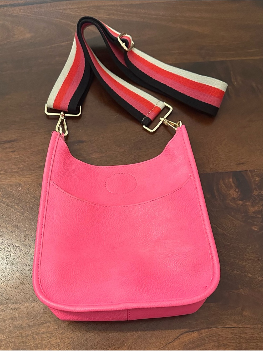 Ah-Dorned Hot Pink Vegan Leather Messenger Crossbody Bag